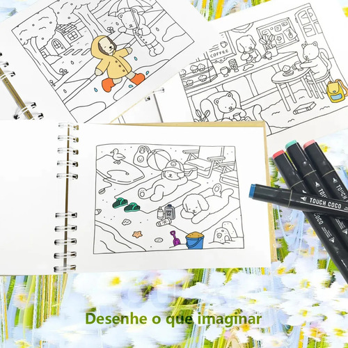 2 Livros Bobbie Goods Infantil Capa Dura Colorir Com Desenhos Fofos Para Menino E Menina Com Espiral Brinquedo Divertido Para Crianças
