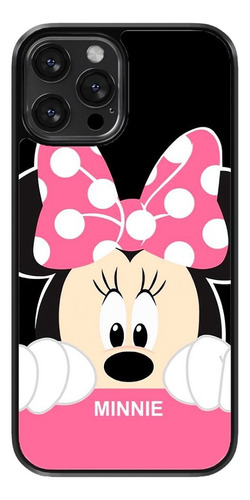 Funda Para Celular Minnie Mouse Fondo Negro Nombre Disney