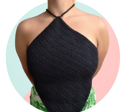 Top Tejido Crochet Forma Rombo Cuadrado Tendencia. 