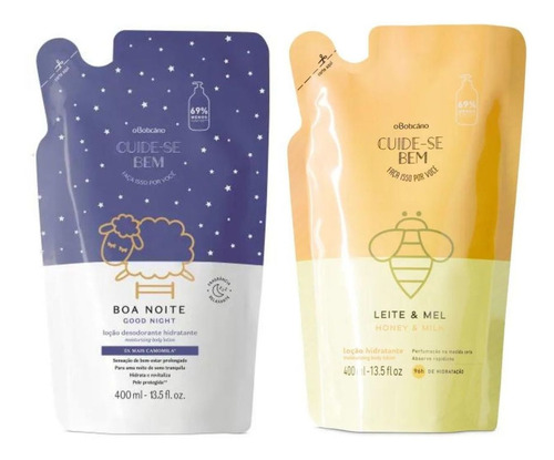Kit Refil Hidratante Leite E Mel + Boa Noite 400ml Boticário