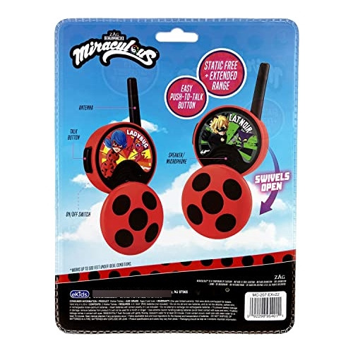 Ekids Miraculous Ladybug Walkie Talkies Para Niños, Juguete