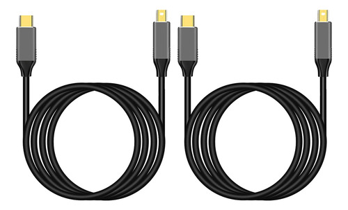 2 Cables Usb C A Mini Displayport, Usb Tipo C 3 A Mini Dp C