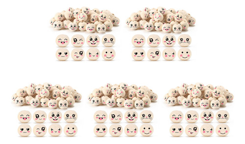 8 Estilos De Contas De Madeira Com Rosto De 20 Mm Smile Bead