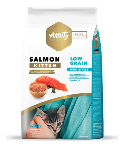 Amity Cat Sp Low Grain Salmón Kitten 2kg. Np