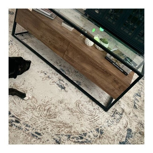 Mesa De Centro Con Cubierta De Cristal Y Cajones