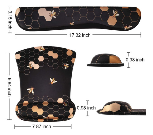 Combo Mouse Pad Con Soporte Para Muneca Y Reposamunecas