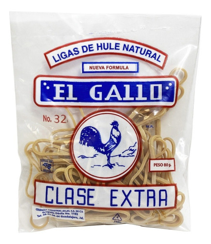 Liga De Hule No. 32 El Gallo 10 Bolsas De 80 Gr C/u