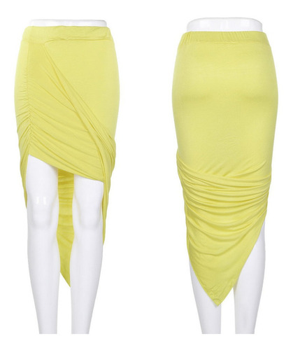 Lady Girl Wrap Draped Corte Oi Baixo Assimétrico Cintura Alt