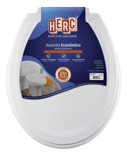 Assento Sanitário Econômico Tampa Vaso Oval Herc Universal