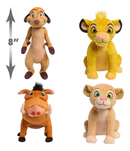 El Rey León Set 4 Peluches - The Lion King Simba Pumbaa Nala