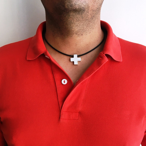 Cruz Suiza Plata 925 Para Gargantilla D Caucho Hombre Agálea
