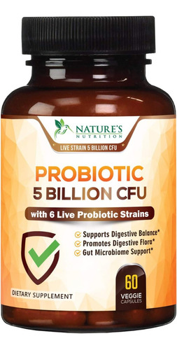 Nature's Nutrition | Probiotics 5 Billion Cfu | 60 Capsules