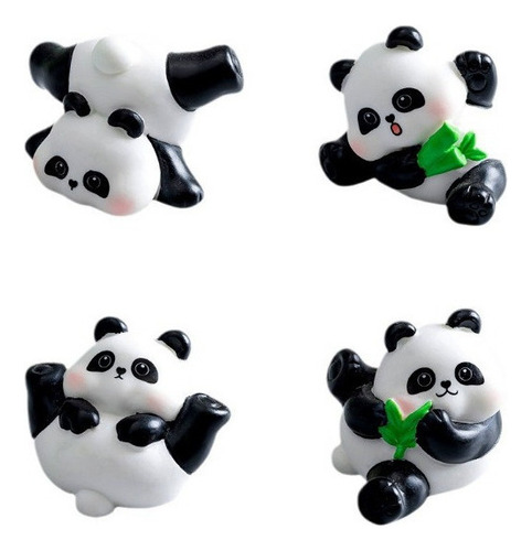 4 Mini Pandas Gigantes Resina For Escritorio O Jardín