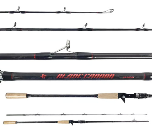 Vara De Pesca Carretilha Albatroz Blade Carbon 2,40m 50lb 2p Cor Preto E Vermelho