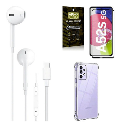 Funda para Samsung A52s 5g, auriculares tipo C y película 3D