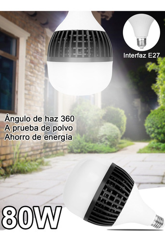 80w Alta Potencia 8000lm Foco Led Base E27 Bombilla 10pz Blanco Frío