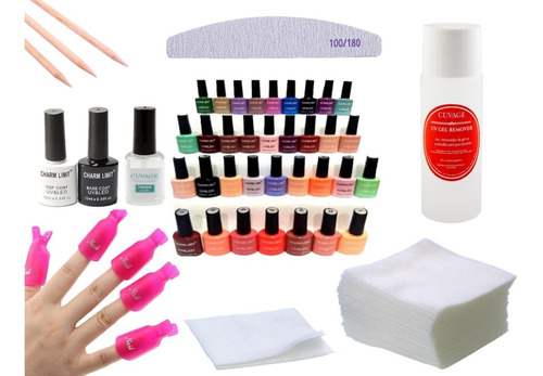 Kit Esmaltes Semipermanente Primer Base Top Coat + Removedor