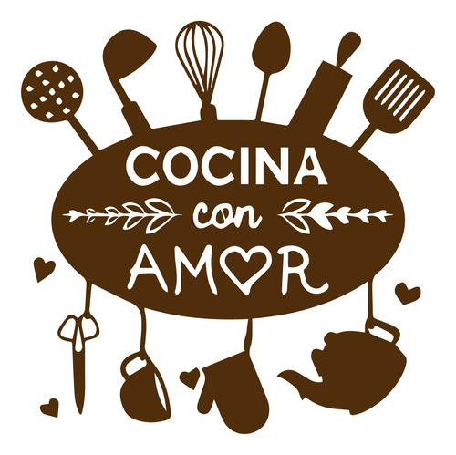 Vinilo Decorativo Adhesivo Diseño Cocina Con Amor