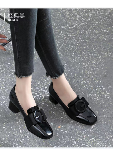 Zapatos Pumps De Tacón Bajo Y Punta Puntiaguda Con Correa En