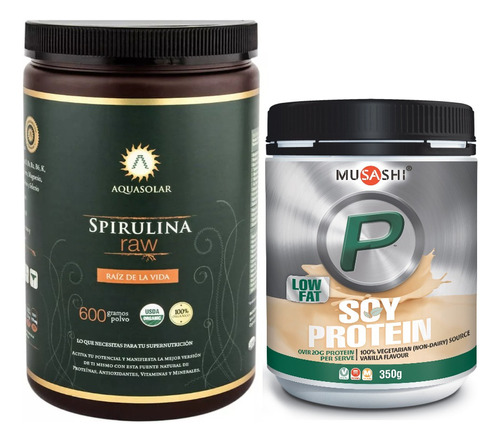 Aquasolar Spirulina Raw 600g + Musashi Proteina Vegetal 350g