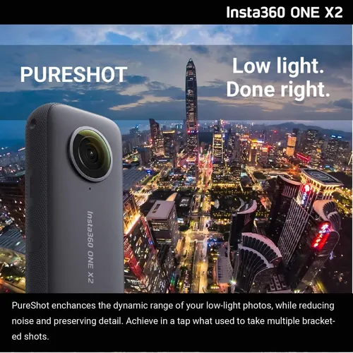 Insta360 One X2 360 Cámara Con Visualización Táctil - 5.7k30 360 Video, Modo De Cámara Frontal Constante, Foto De 18mp 360 + Instapano | El Paquete Incluye Adaptador De Montaje Para Gopro Ecosystem Y