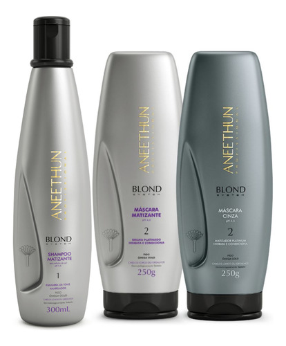 Kit Aneethun Shampo,máscara Matizante,máscara Cinza Blond