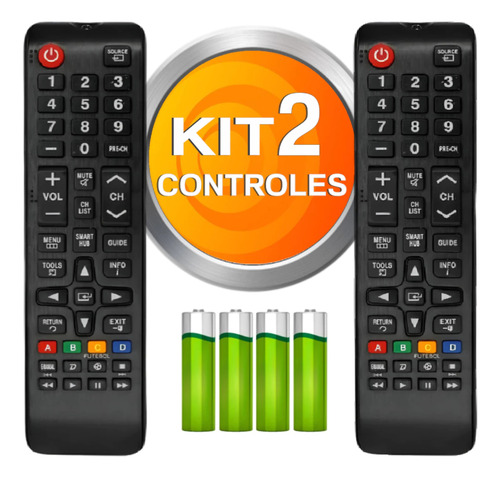 Kit 2 Controle Compatível Para Tv Samsung Smart Led Lcd 4k