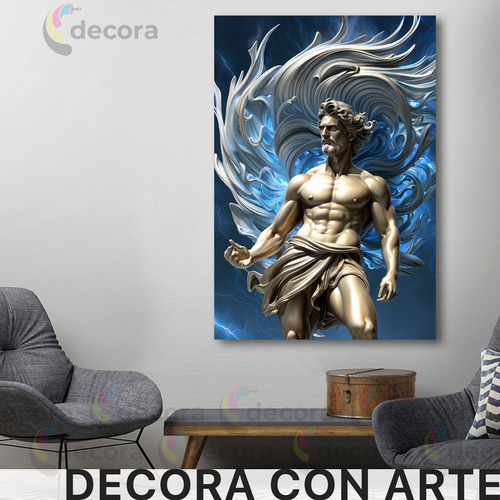 Cuadro Canvas Escultura Dios Griego Azul 60x90 Esc37