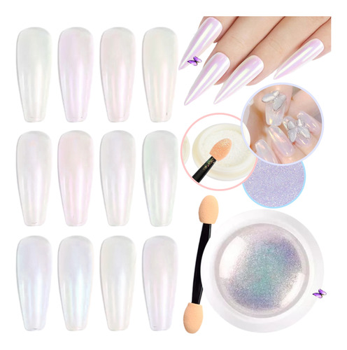 Polvo Holográfico Efecto Espejo + Aplicador Nail Art 