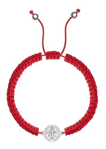 Imagen 2 de 9 de Pulsera Hilo Roja San Benito De Plata .925 Agálea