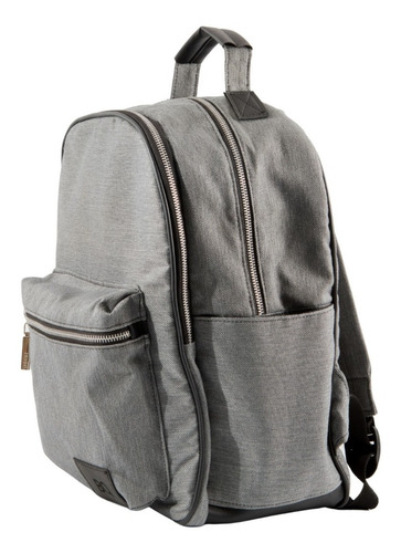 Imagen 2 de 3 de Mochila Grande De Tela Combinada Cuero Sintético Blaque