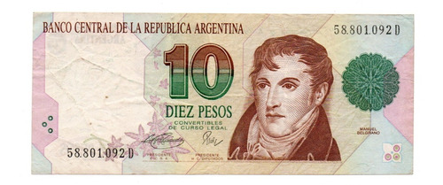Billete Argentina 10 Pesos Convertibles 1er Dis Bottero 3046