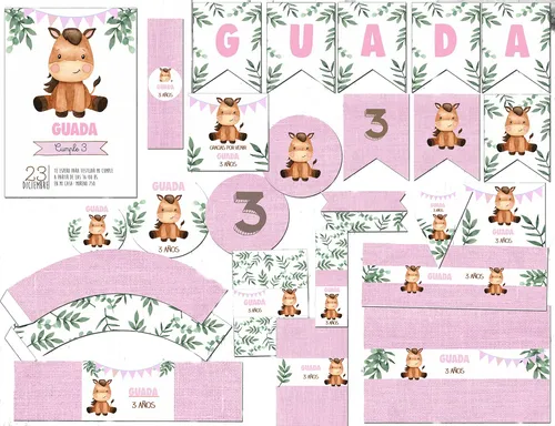 comprar Kit Imprimible Caballo Caballito Nena Textos Editables!