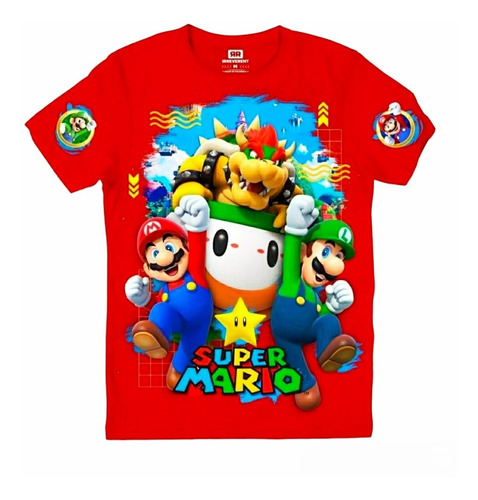 Camiseta Mario Bros Niño, Tela Importada Camisetas 