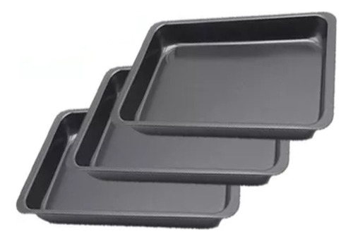 Set 3 Charolas Moldes Para Hornear Pasteles Galletas 30x20cm