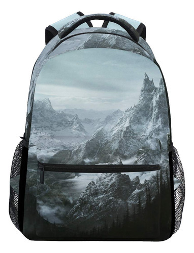 Mochila Skyrim Mountain College School Book Bag Viaje