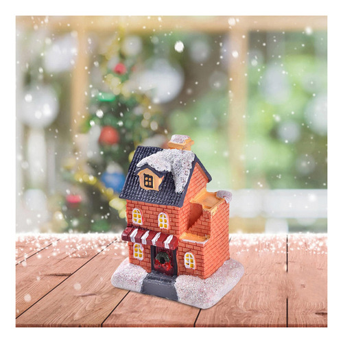 1 Navidad Nieve Pueblo Casa Escena Ornamento Luz Miniatura