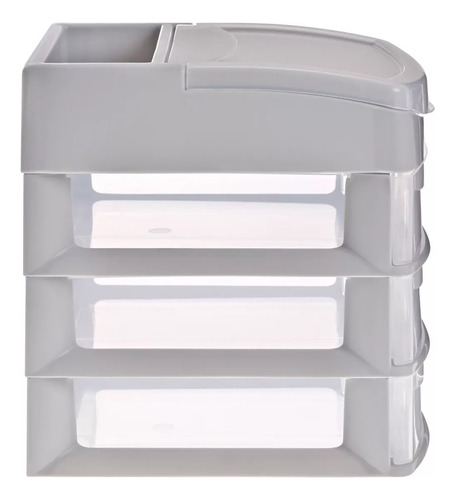 Mini Organizador Multiusos De Plastico Resistente 3 Niveles Color Gris