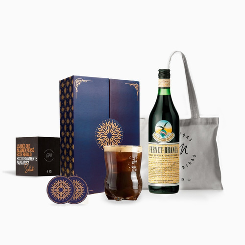 Estuche Fernet Branca 750 + Vaso Ferchetto Regalo Box Kit 