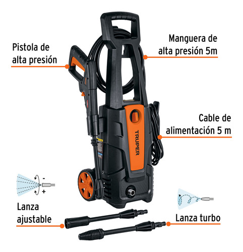 Hidrolavadora Eléctrica 1800 Psi, Truper 101594 Negro 60