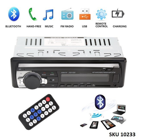 Radios Carro Sonido Usb Mp3 Sd Fm Aux + Mando Bluetooth W01