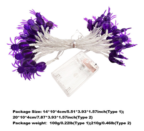 Cadena De Luces Spider De 10 Pies Y 20 Led Para Halloween