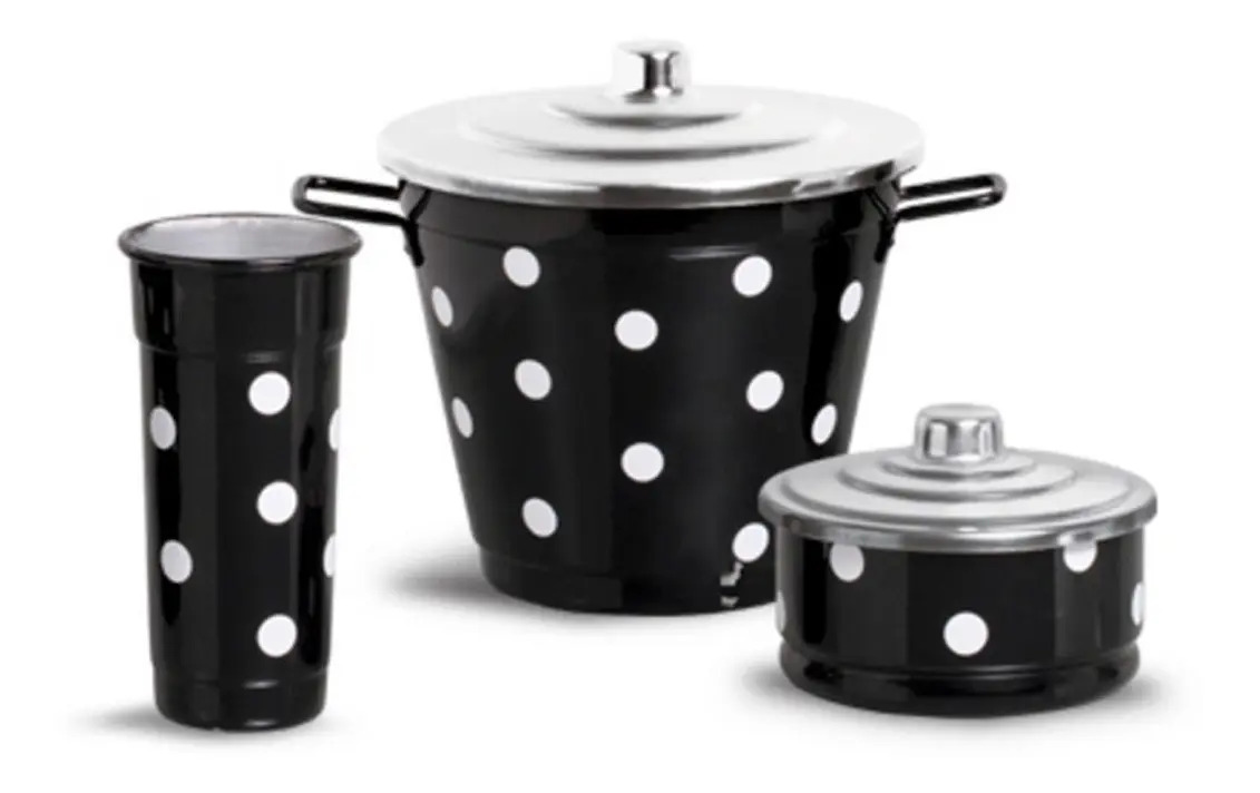 Kit Pia Cozinha Porta Detergente Sabão Lixeira Em Aluminio Cor Preto