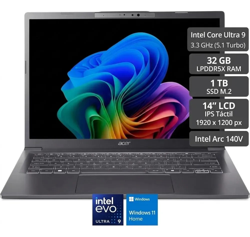 Foto do produto: Notebook Acer Aspire 14 Ultra 9 32gb 1tb Ssd Touch Grey