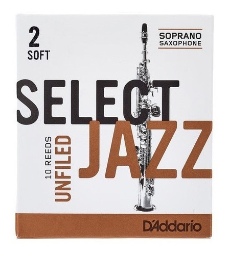 Caixa 10 Palhetas Select Jazz - Unfiled - Sax Soprano 2 Soft