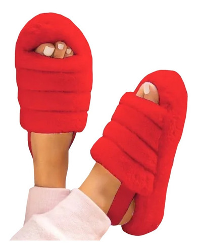 Chalas Pantuflas De Mujer Fluffy Peludas (varios Colores)