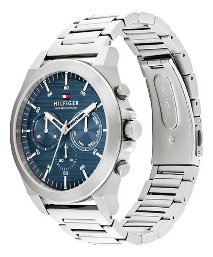 Reloj Tommy Hilfiger Th1710518 Hombre Acero Multifuncion Color De La Malla Plateado Color Del Bisel Plateado Color Del Fondo Celeste