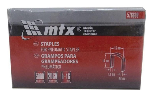 Grampos 16mm Para Grampeador Pneumático 576609 Mtx