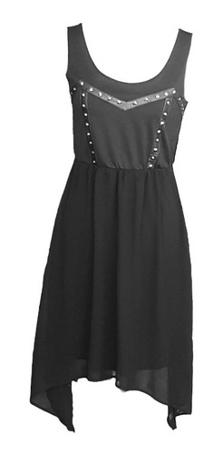 Vestido Negro, Gasa, Forever 21, Taches Adelante, Talla S