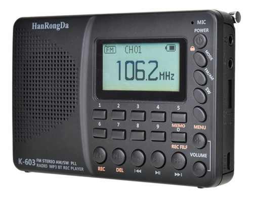 Radio Digital Portátil Con Bluetooth, Radio Am Fm Sw, Radio